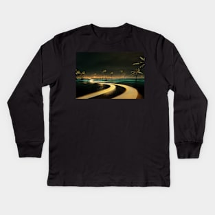 Ocean Front Broken Road To Fantasy Island / Abstract And Surreal Unwind Art Kids Long Sleeve T-Shirt